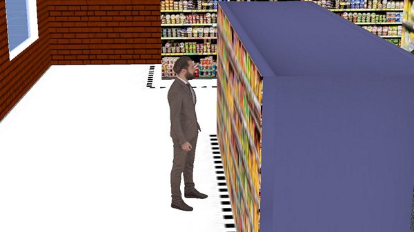 Observation zone of the area between the shelf and the shopper